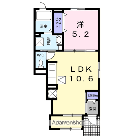 ヴィラ ルミナーレ Ⅰ(1LDK/1階)の間取り写真