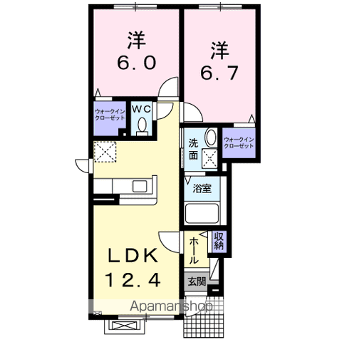 スピノス(2LDK/1階)の間取り写真