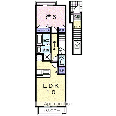 グランデKⅡD(1LDK/2階)の間取り写真