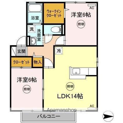 ル・シエル(2LDK/2階)の間取り写真