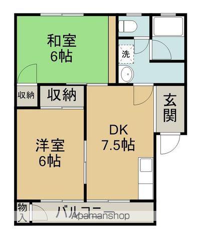 上原ハイツA棟(2DK/2階)の間取り写真