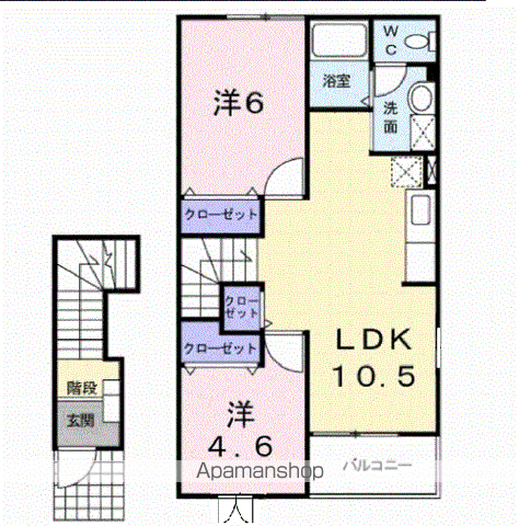 パークヒル(2LDK/2階)の間取り写真