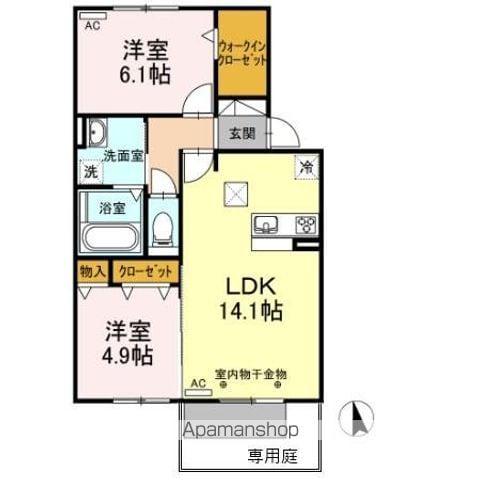 グレースタウン江南 H(2LDK/1階)の間取り写真