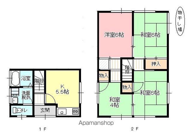 広島県呉市 2階建 築39年(4K)の間取り写真