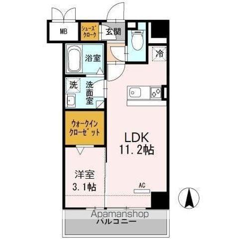 スティングレイつるま(ワンルーム/4階)の間取り写真