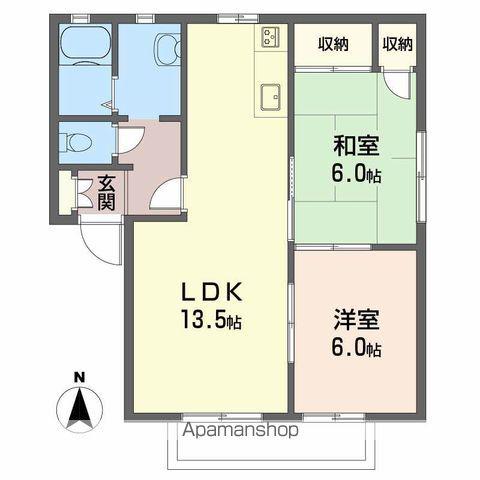 メゾン北野 B棟(2LDK/1階)の間取り写真