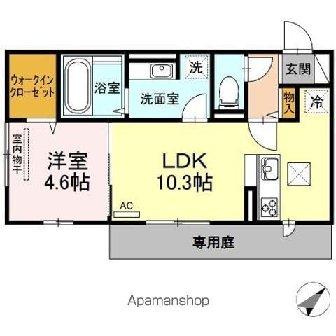 D-ROOM香住ヶ丘(1LDK/1階)の間取り写真
