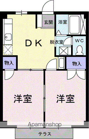 ニューシティ一森Ⅱ(2DK/1階)の間取り写真