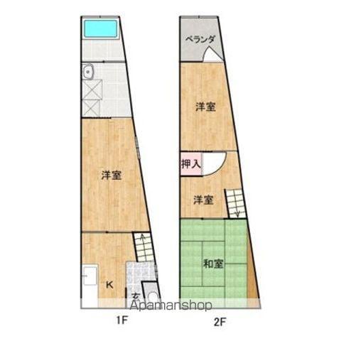 福塩線 府中駅(広島) 徒歩4分 2階建 築65年(3DK)の間取り写真