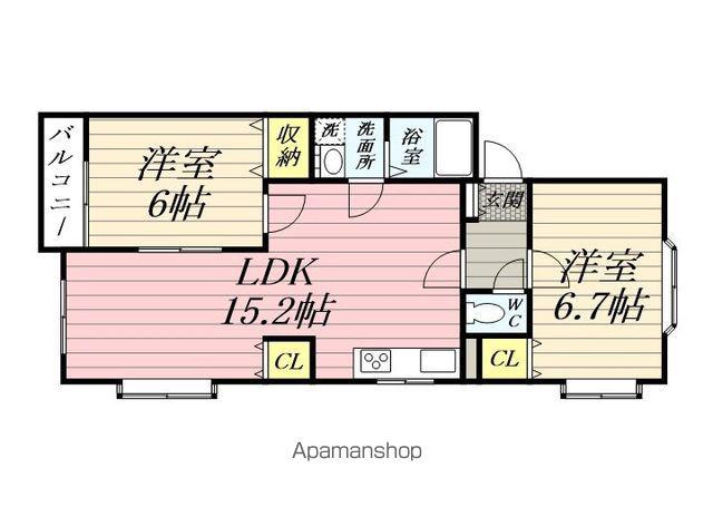 光コーポ(2LDK/2階)の間取り写真