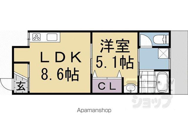 西院春栄町(1LDK)の間取り写真