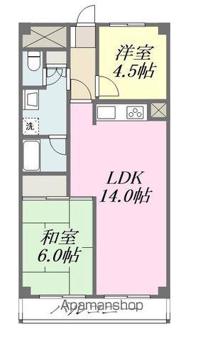 シャンボール第2千舟(2LDK/9階)の間取り写真