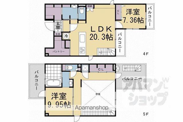 インサイトルポ御所西(2LDK/4階)の間取り写真