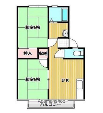 ハイツ瀬戸B棟(2DK/2階)の間取り写真