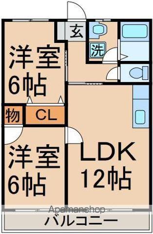 オークスパピリオン(2LDK/1階)の間取り写真