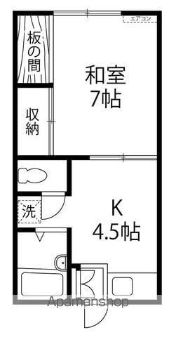 りんごちゃん(1K/2階)の間取り写真