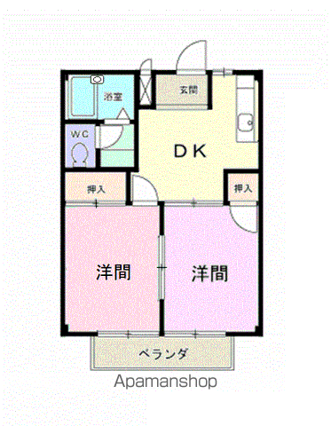 ハイツ粟野B(2DK/1階)の間取り写真