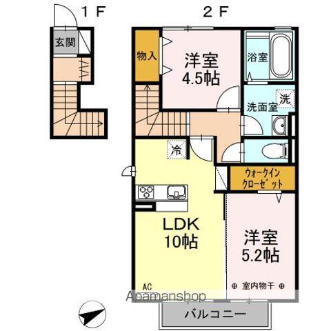 コンフォート(2LDK/2階)の間取り写真