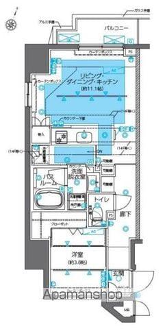 ZOOM神田(1LDK/11階)の間取り写真
