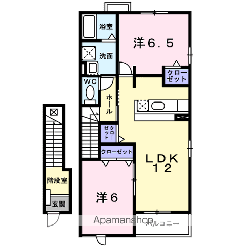 カーサ・プラシードⅡ(2LDK/2階)の間取り写真