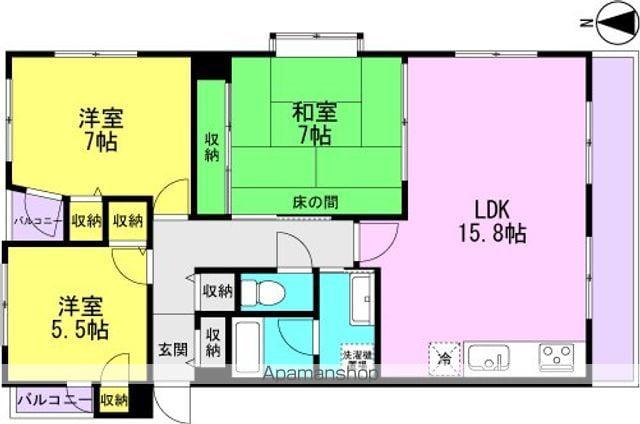 シロハイヌ稲葉荘(3LDK/2階)の間取り写真