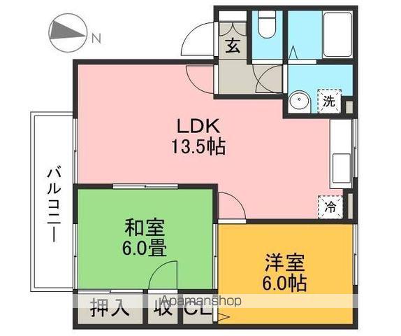 アムールE棟(2LDK/1階)の間取り写真