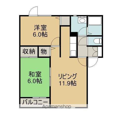 グランベリー昭和(2LDK/2階)の間取り写真