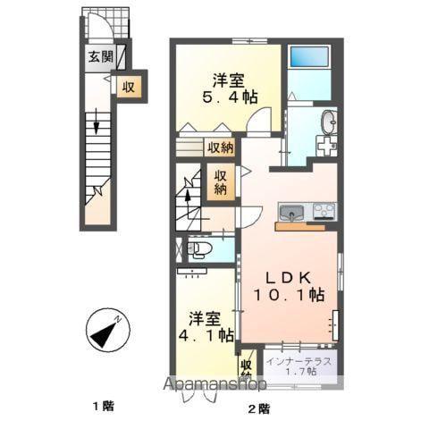 東海道本線 静岡駅 バス乗車時間:15分 中村町上バス停で下車 徒歩4分 2階建 築1年(2LDK/2階)の間取り写真