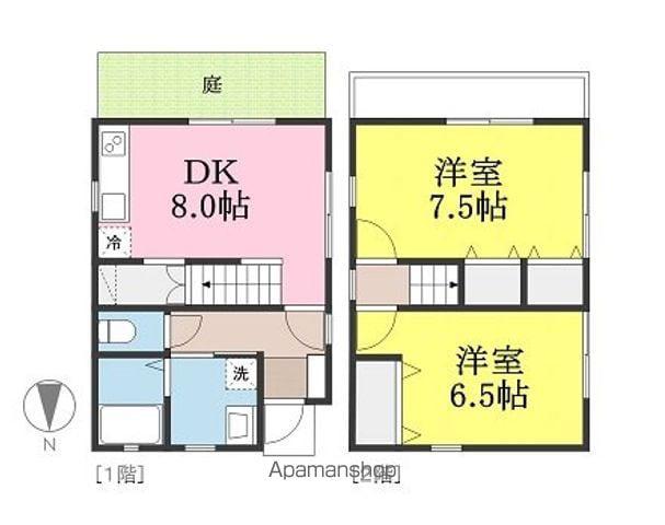 伊予鉄道郡中線 土居田駅 徒歩6分 2階建 築15年(2DK)の間取り写真