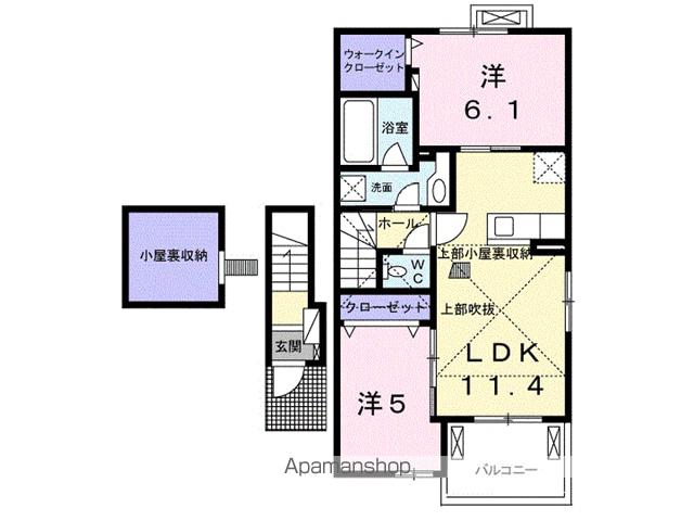 グラース Ⅰ(2LDK/2階)の間取り写真