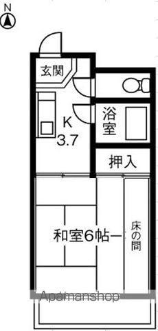 シャンブルブランシュ(1K/2階)の間取り写真