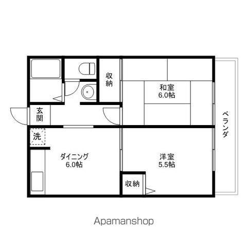 スペース・アビテ(2DK/1階)の間取り写真