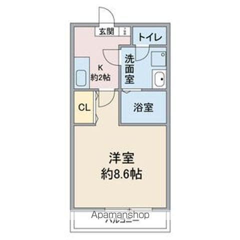 アクシス宝が丘(1K/2階)の間取り写真