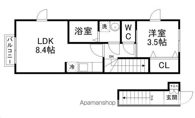 シエル宮町Ⅰ(1LDK/2階)の間取り写真