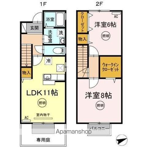 ル・シエルB棟(2LDK/1階)の間取り写真