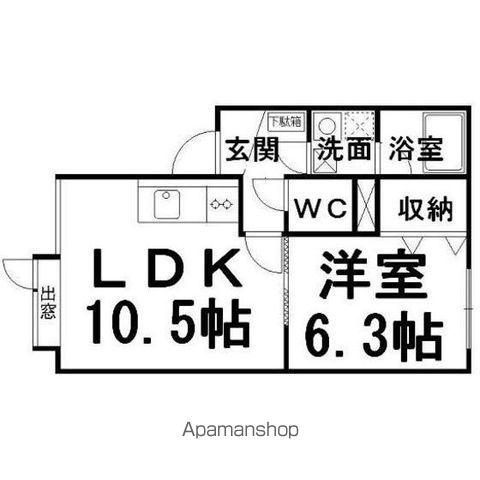 パークサイドふじ(1LDK/2階)の間取り写真