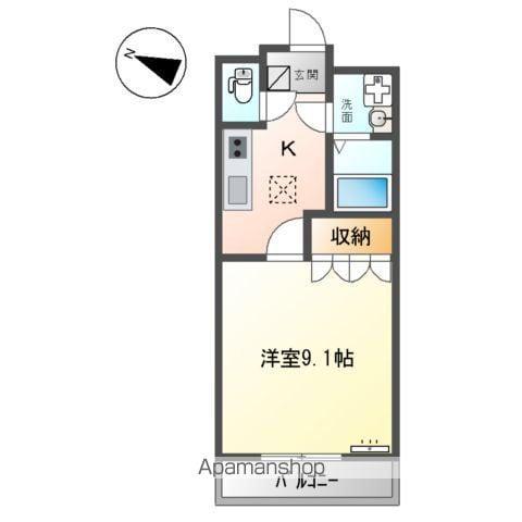 カームヒル(1K/1階)の間取り写真