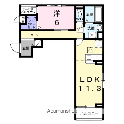 コンパル・りんくう(1LDK/1階)の間取り写真