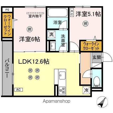 D-ROOM板付(2LDK/2階)の間取り写真