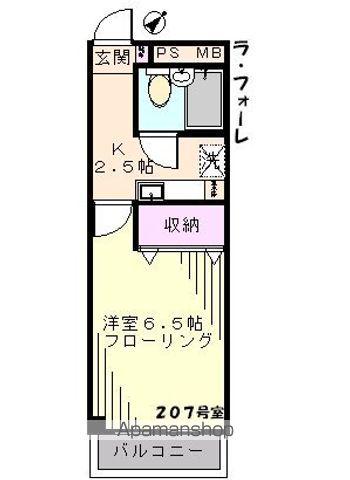 ラ・フォーレ(1K/2階)の間取り写真