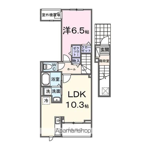 東北本線 福島駅(福島) 徒歩26分 3階建 新築(1LDK/2階)の間取り写真