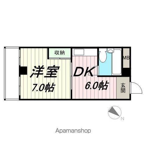 ラポールビル(1DK/2階)の間取り写真