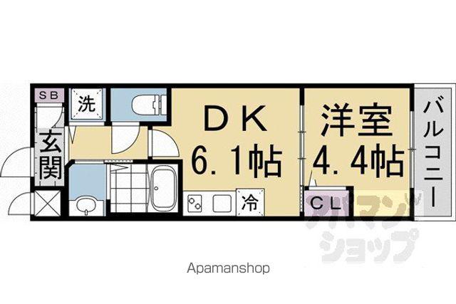 ベラジオワールドアイ京都円町(1DK/3階)の間取り写真