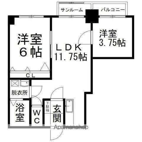 第1コーポラス(2LDK/1階)の間取り写真