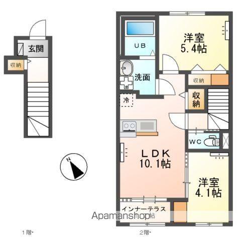 /上横場アパートB(2LDK/2階)の間取り写真