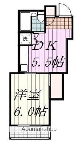 第一熊野ビル(1DK/6階)の間取り写真