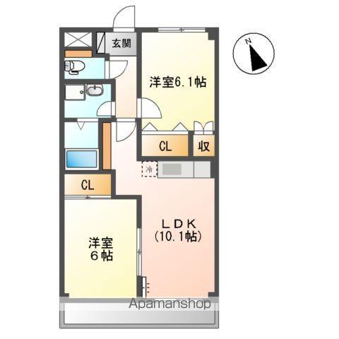 ヤマトハイツ(2LDK/2階)の間取り写真
