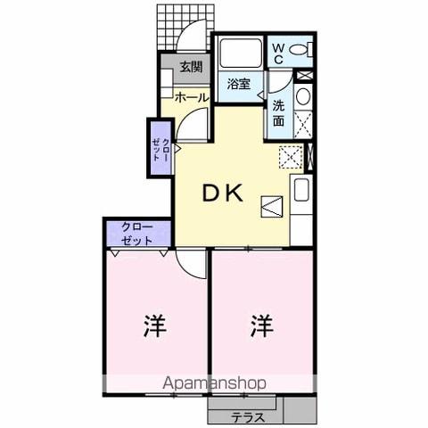 リオン園原 Ⅰ(2DK/1階)の間取り写真