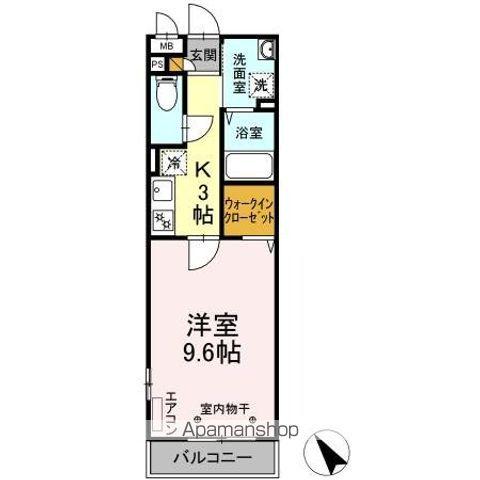 ルミエールC(1K/2階)の間取り写真