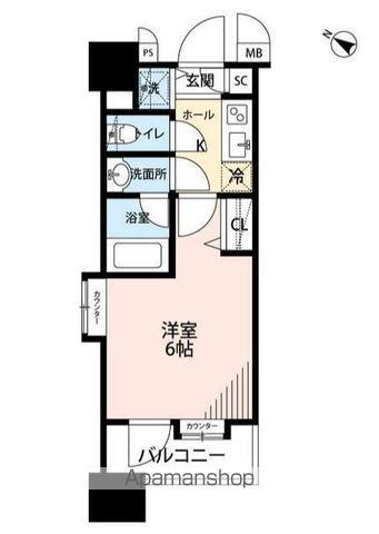 グランド・ガーラ横濱元町(1K/3階)の間取り写真